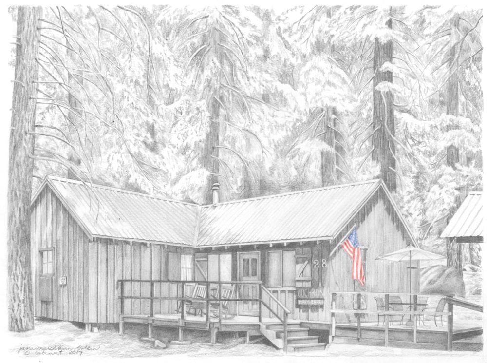 Cabin Drawing in Pencil | Cabin Art